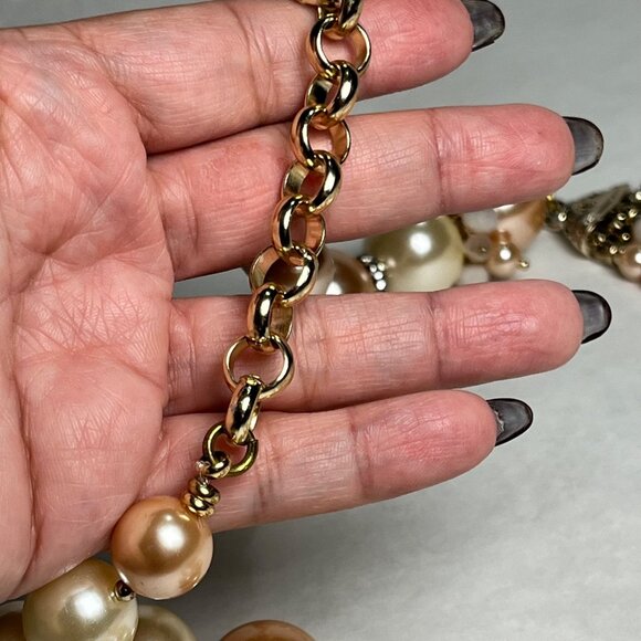 Multi-Strand Pearl & Bead LONG Necklace By Ottaviani BIJOUX Pink & White - Picture 7 of 7